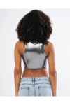 Majoristik SPARKLY BÜSTİYER METALİK HALTER YAKA